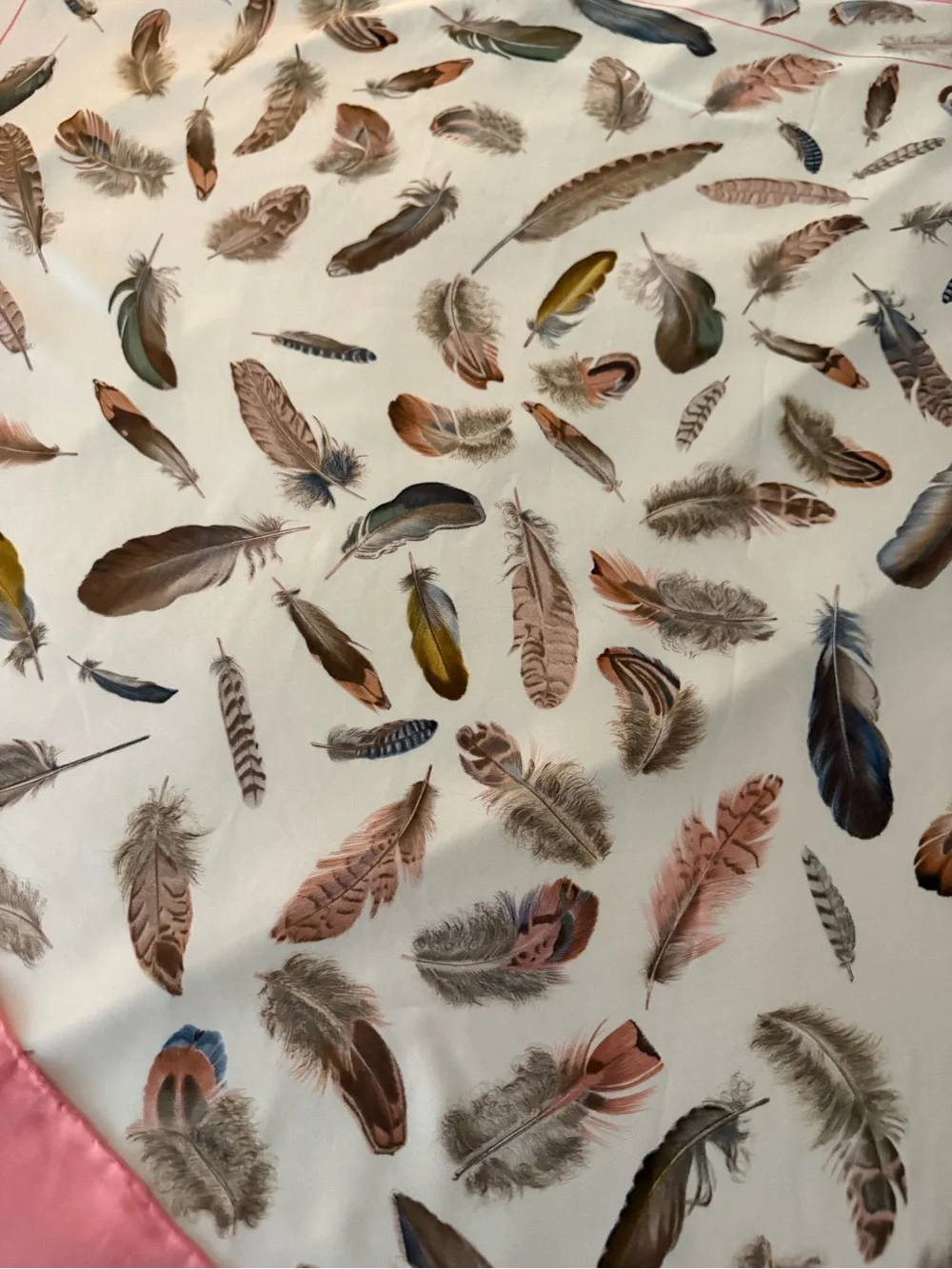 Hermès Scarf. ‘Plumes’, by Henri de Linares. 100% Silk. Made in France.